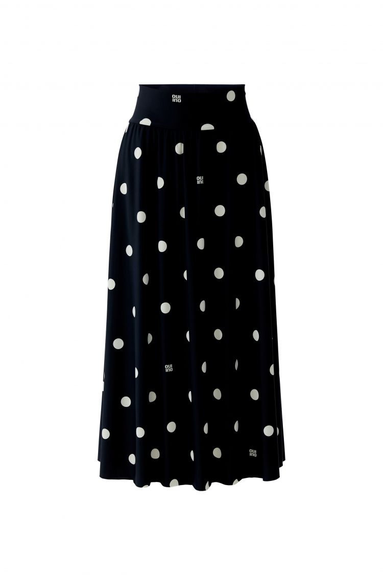 Oui Skirt in Black Off & White Polka Dot 98680
