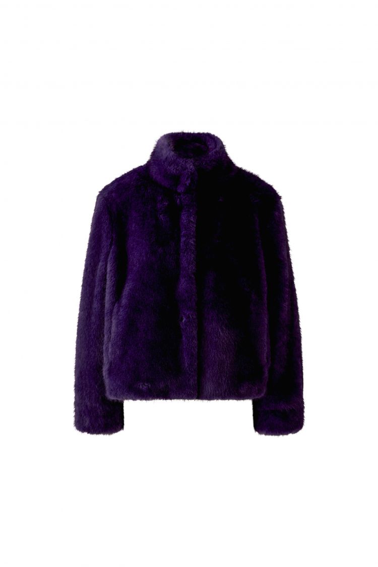 Oui Short Faux Fur Jacket in Mysterioso 99180