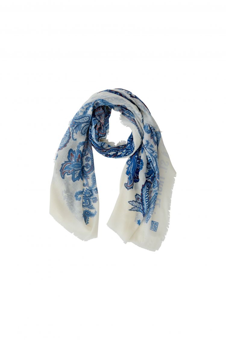 Oui Scarf In Blue And White