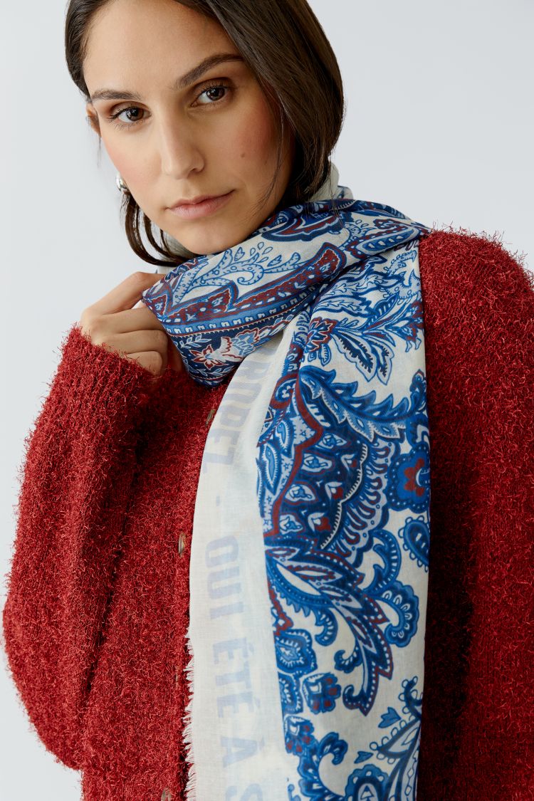 Oui Scarf In Blue And White