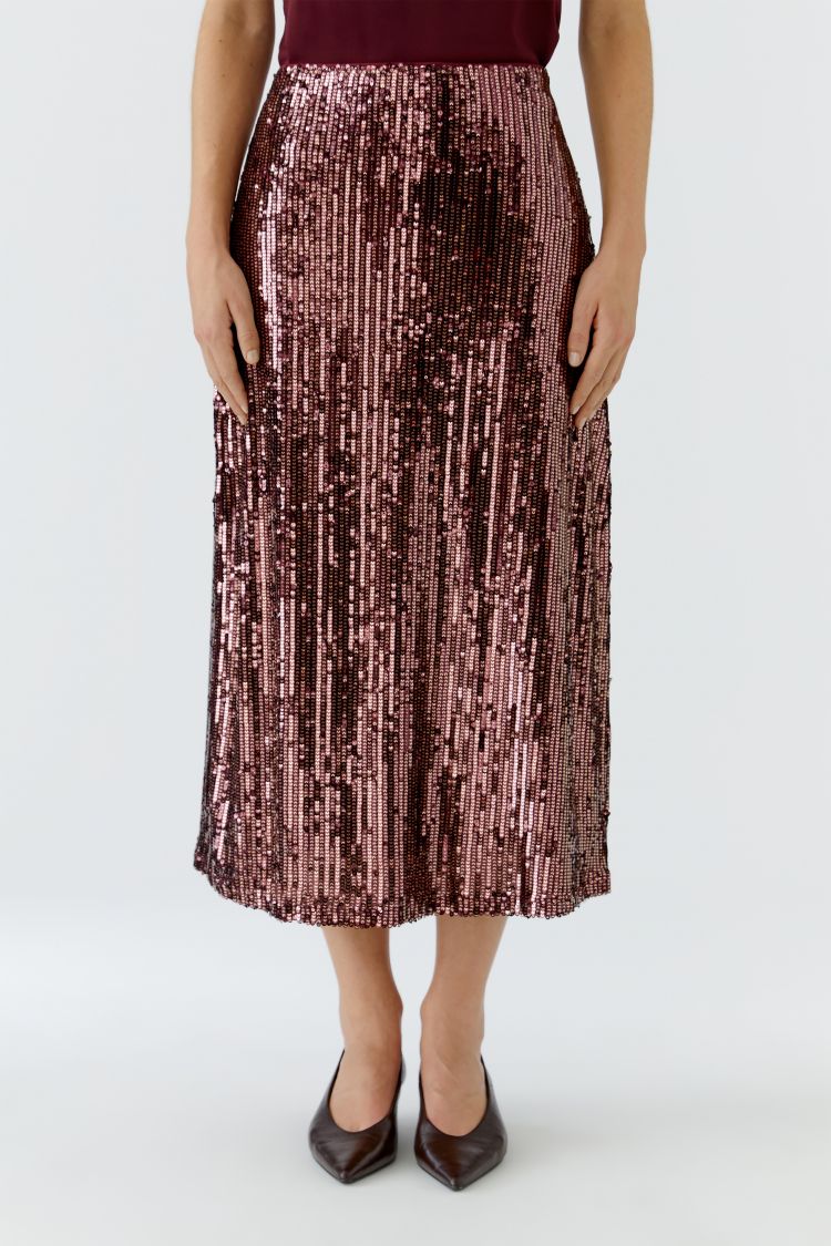 Oui Sequin Skirt in Bramble Berry 99946