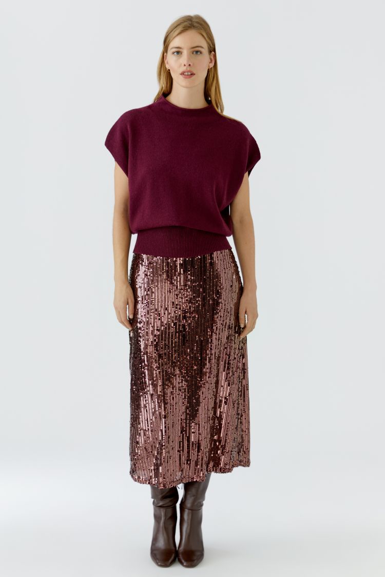 Oui Sequin Skirt in Bramble Berry 99946