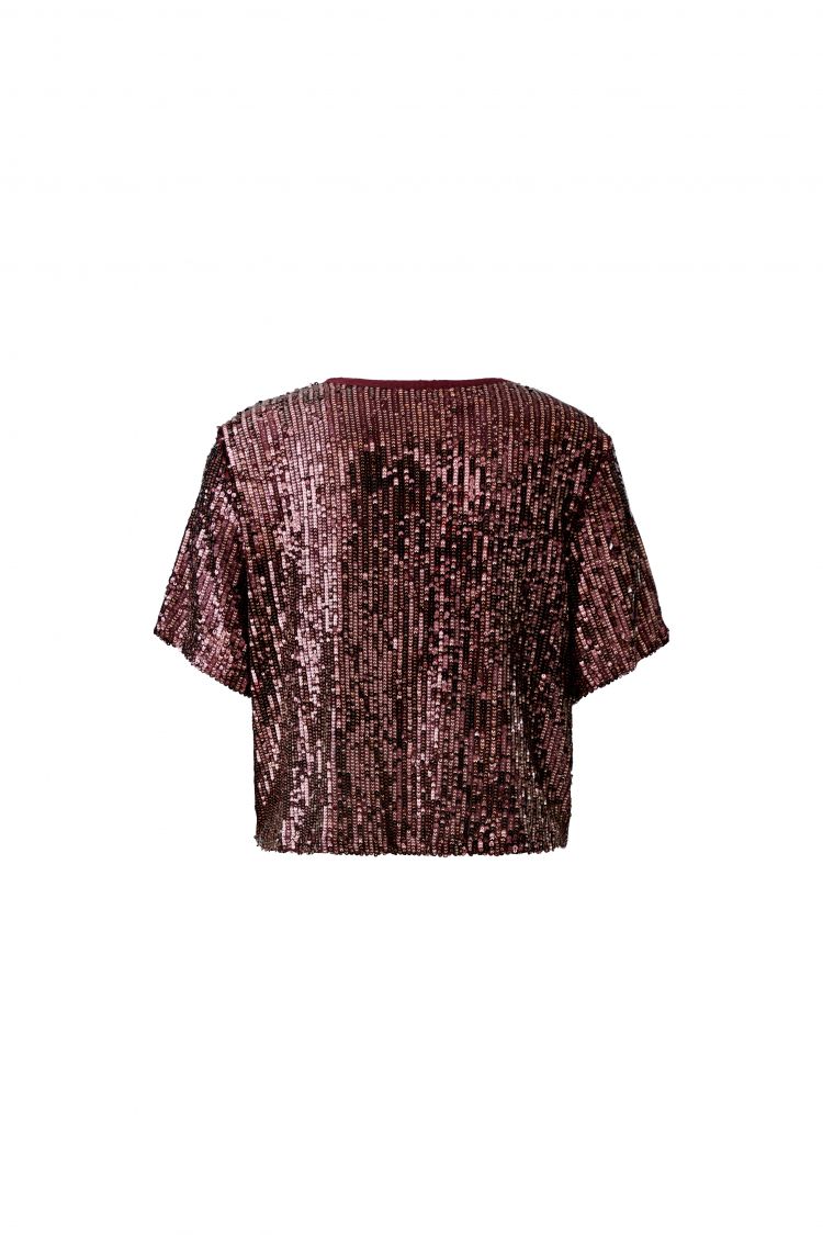 Oui Sequin Top in Bramble Berry 100342
