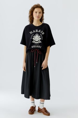 Oui Short Sleeve Sweatshirt In Black