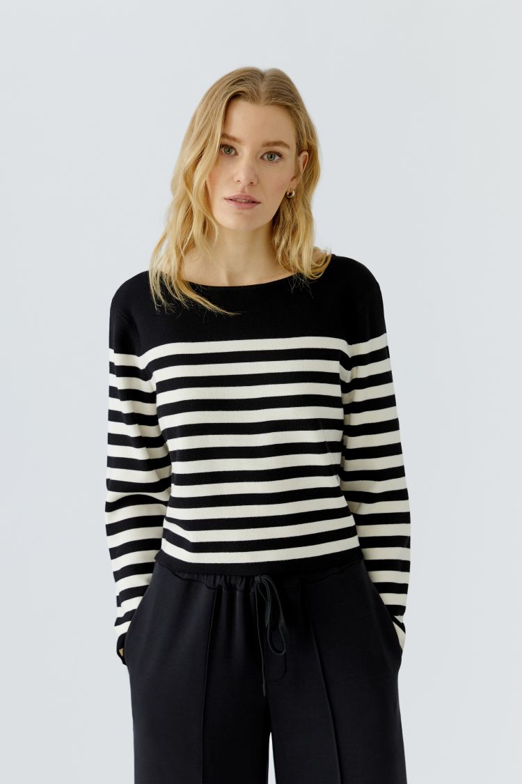Oui Pullover in Black Off White 97919
