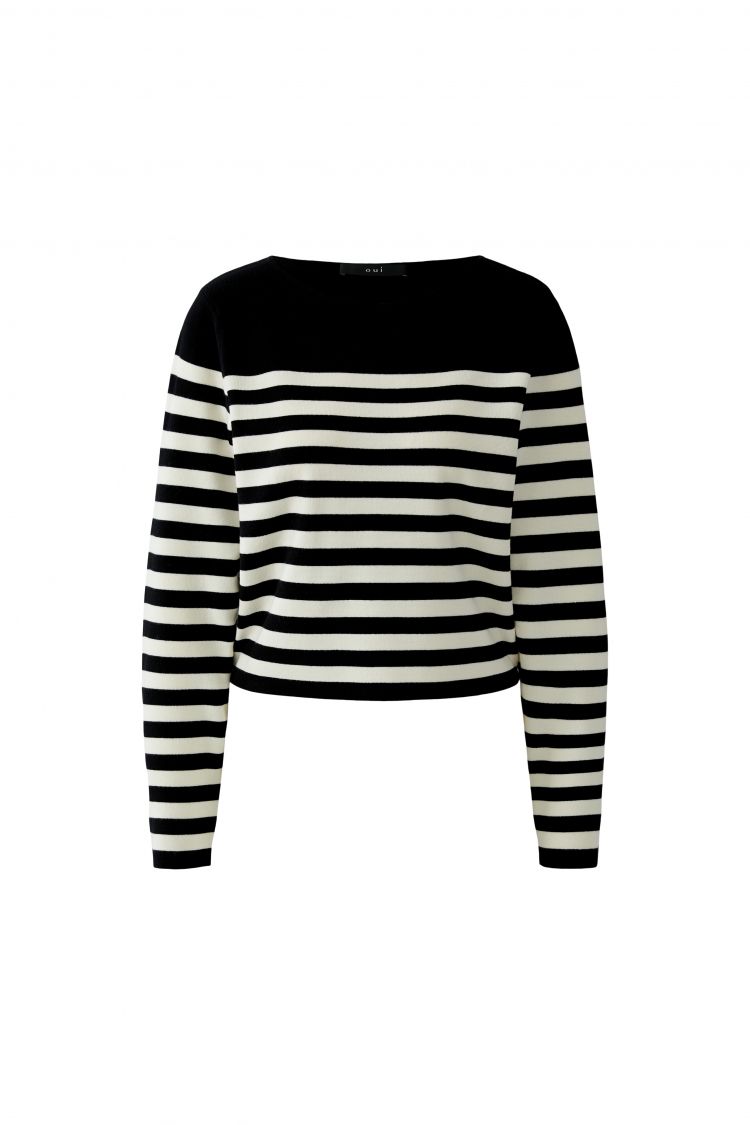 Oui Pullover in Black Off White 97919