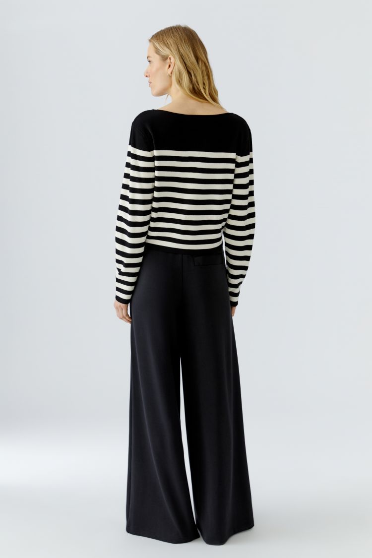 Oui Pullover in Black Off White 97919