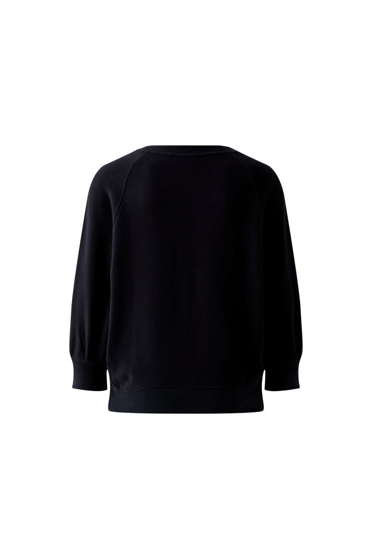 Oui Sweatshirt in Black with Cream Logo Detail 98718