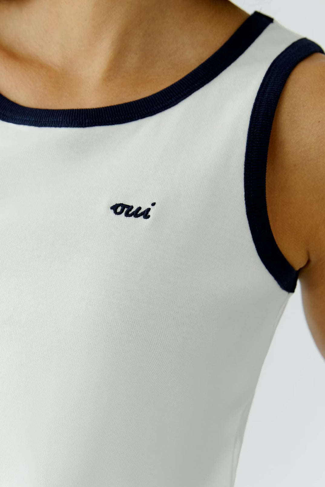 Oui Tank Top In Off-white Blue 97388