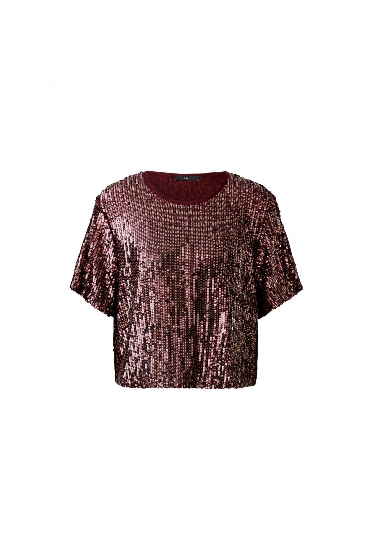 Oui Sequin Top in Bramble Berry 100342