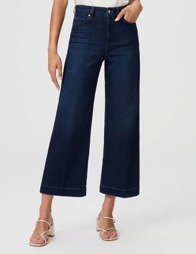 Paige Anessa High Rise cropped Wide Leg Jean in The Disco