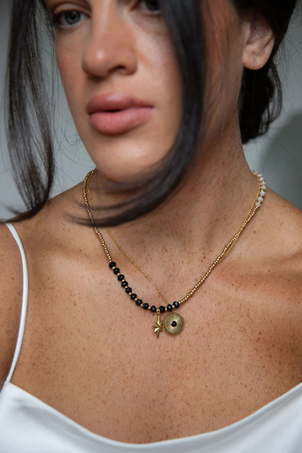 Paperchain Styler Necklace in Cement and Black