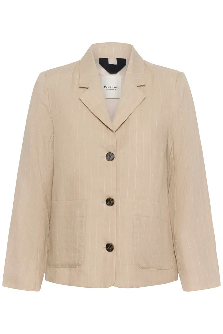 Part Two Alita Blazer In Neutral Pinstripe