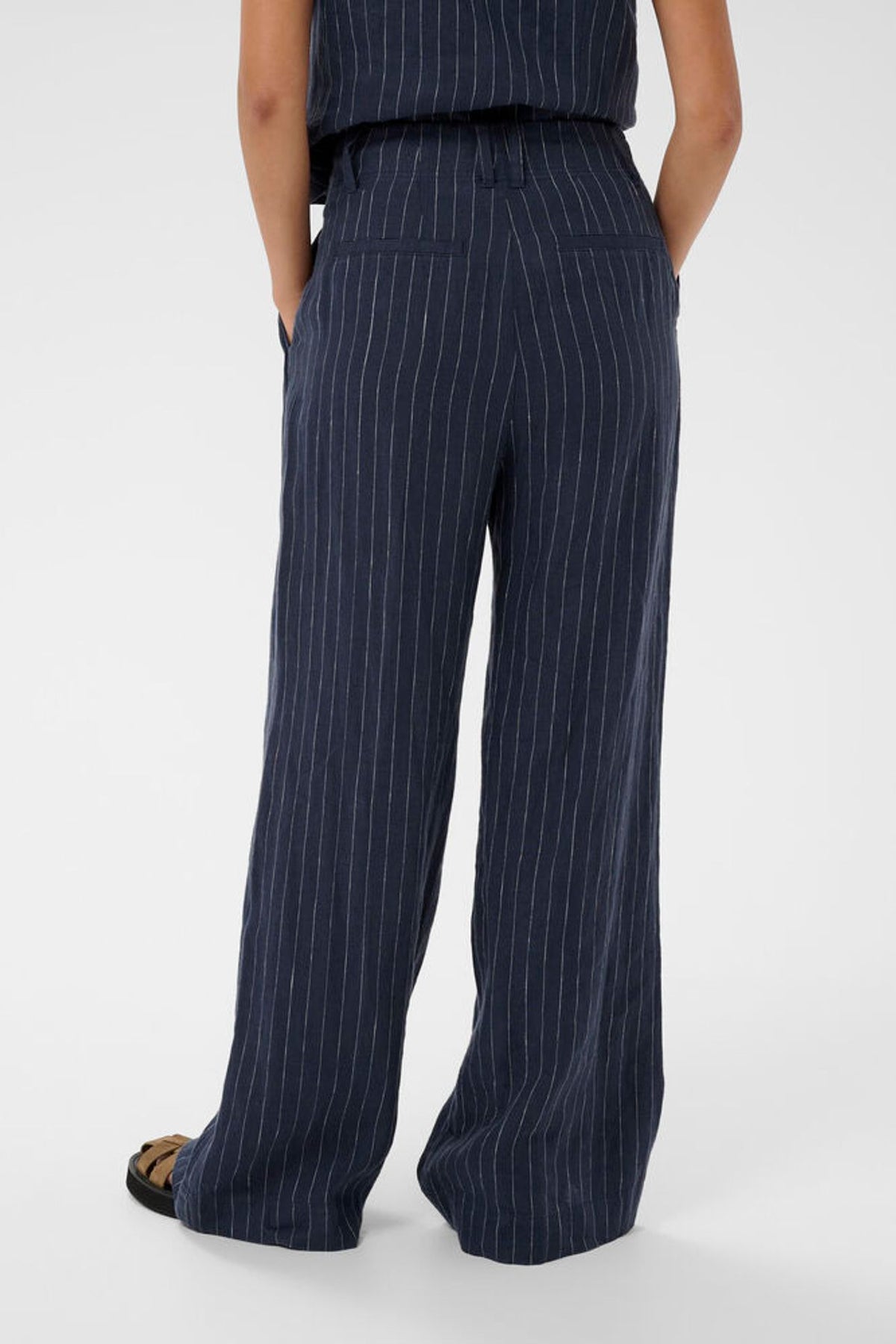 Part Two Aliya Pants In Blue Nights Pinstripe