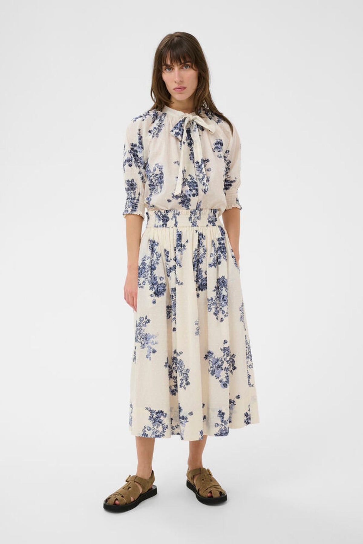 Part Two Amaia Skirt In Blue Shadow Flower Print