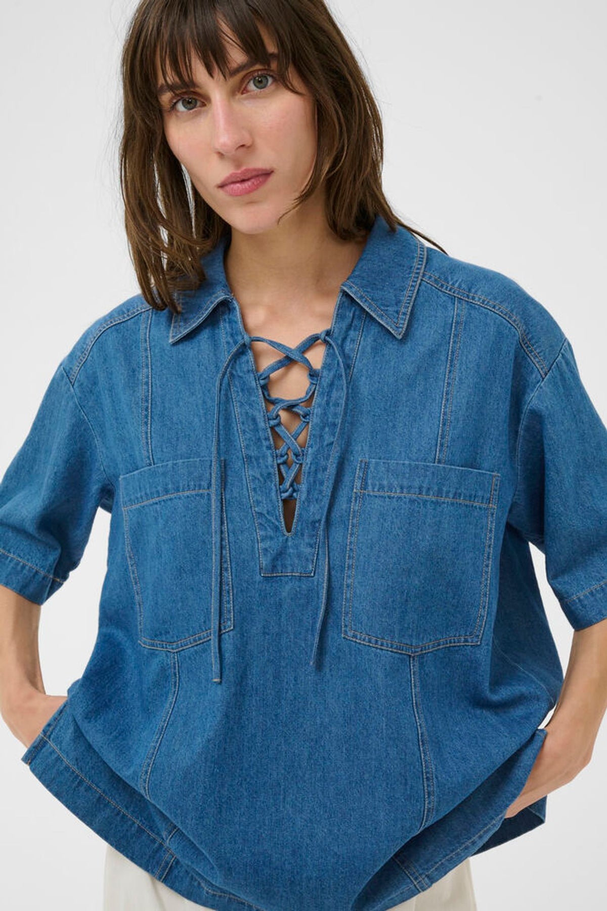 Part Two Amela Shirt In Medium Blue Denim