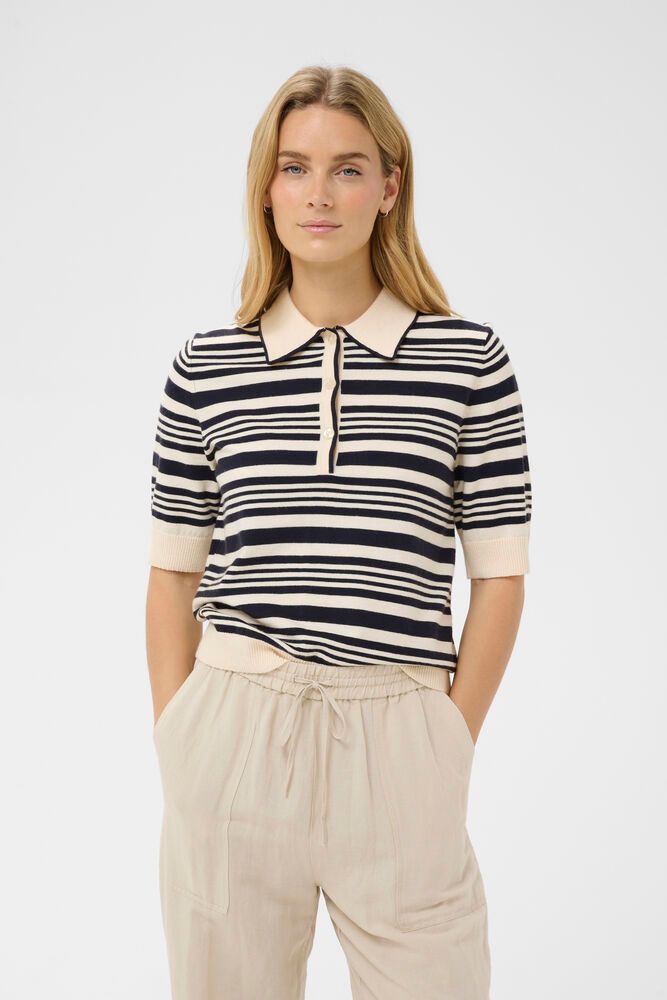 Part Two Anetti Pullover in Dark Blue Irregular Stripe