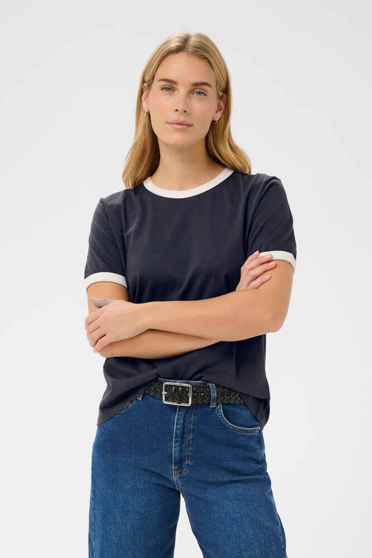 Part Two Angelita T Shirt In Navy/Whisper White