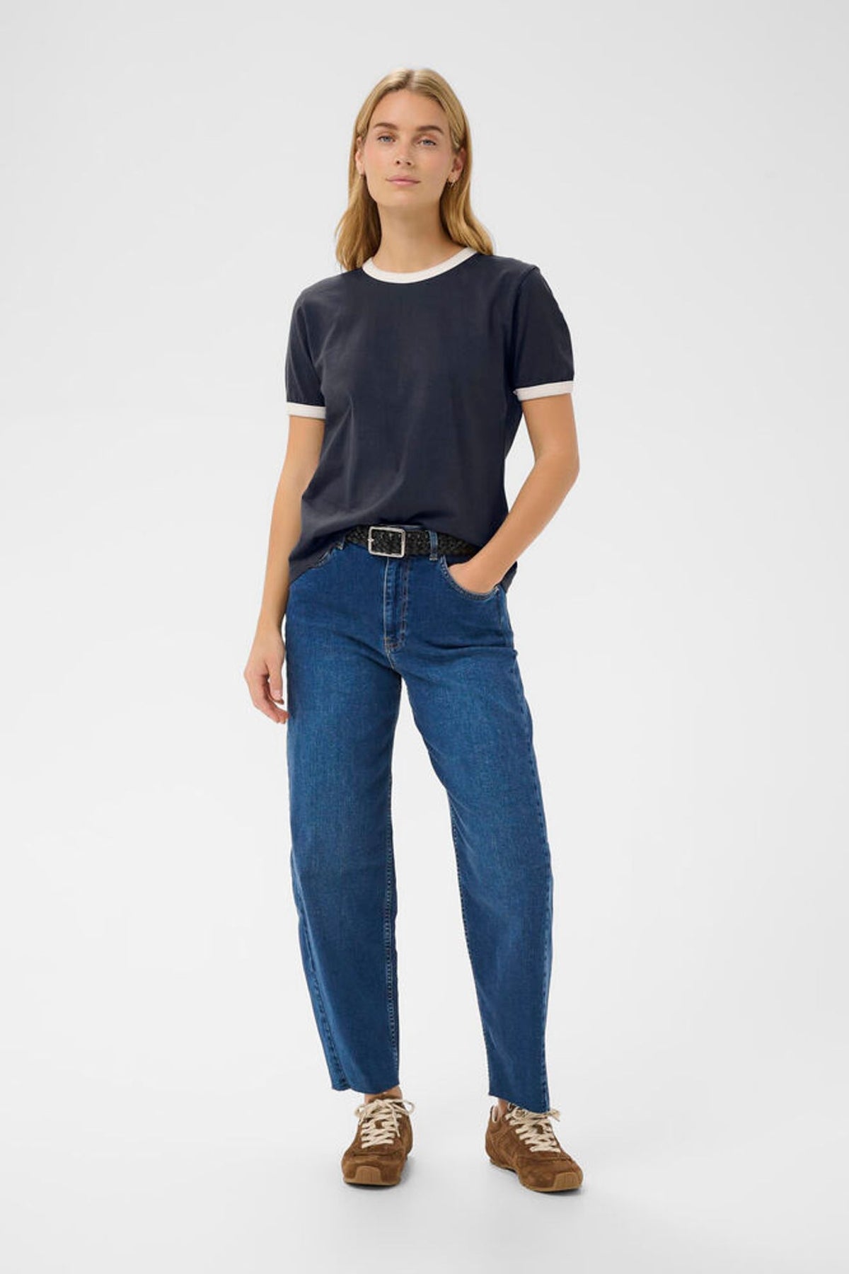 Part Two Angelita T Shirt In Navy/Whisper White