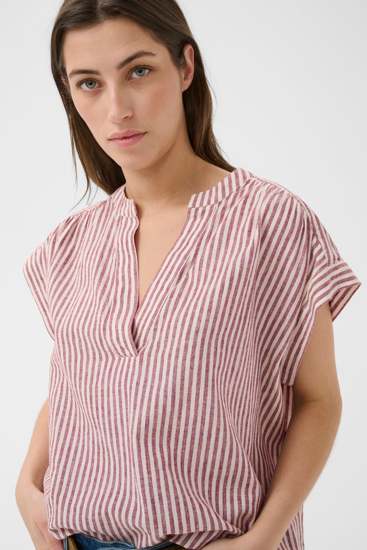 Part Two Bettina Shirt in Burnt Russet Stripe