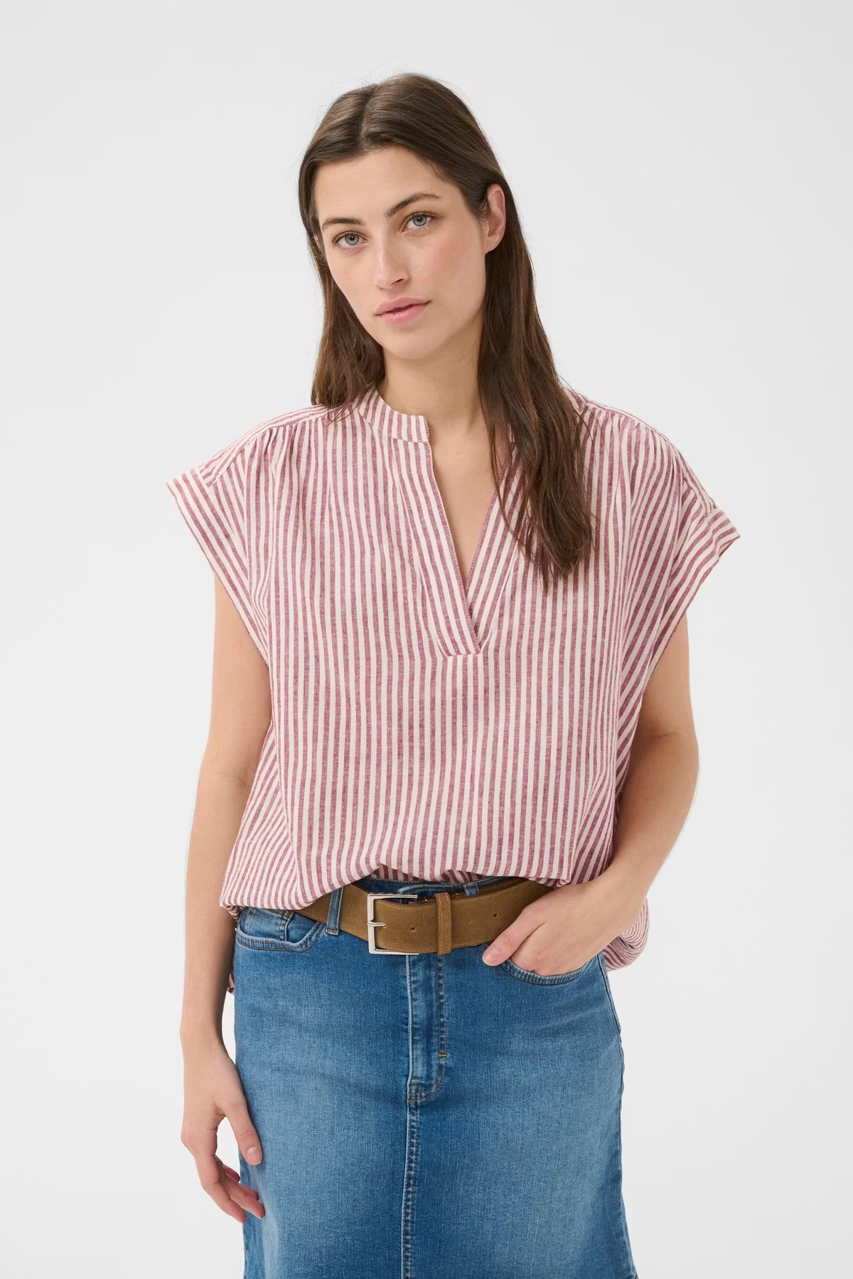 Part Two Bettina Shirt in Burnt Russet Stripe