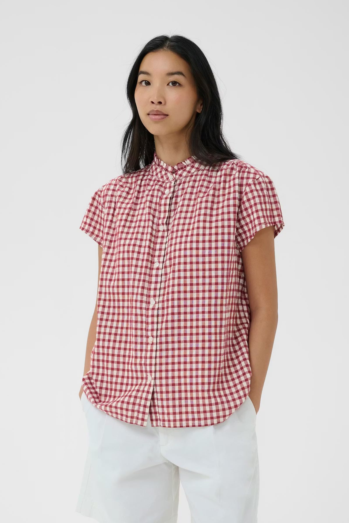 Part Two Bjanka blouse in Burnt Russet Check