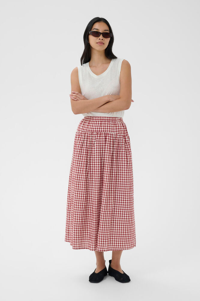 Part Two Brunhild Skirt in Burnt Russet Check