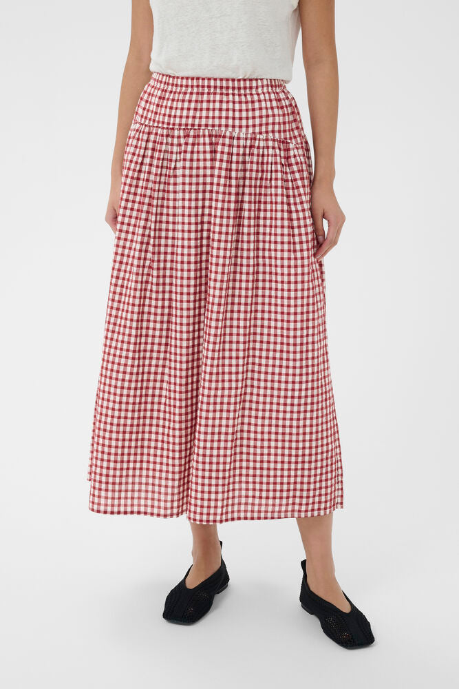 Part Two Brunhild Skirt in Burnt Russet Check
