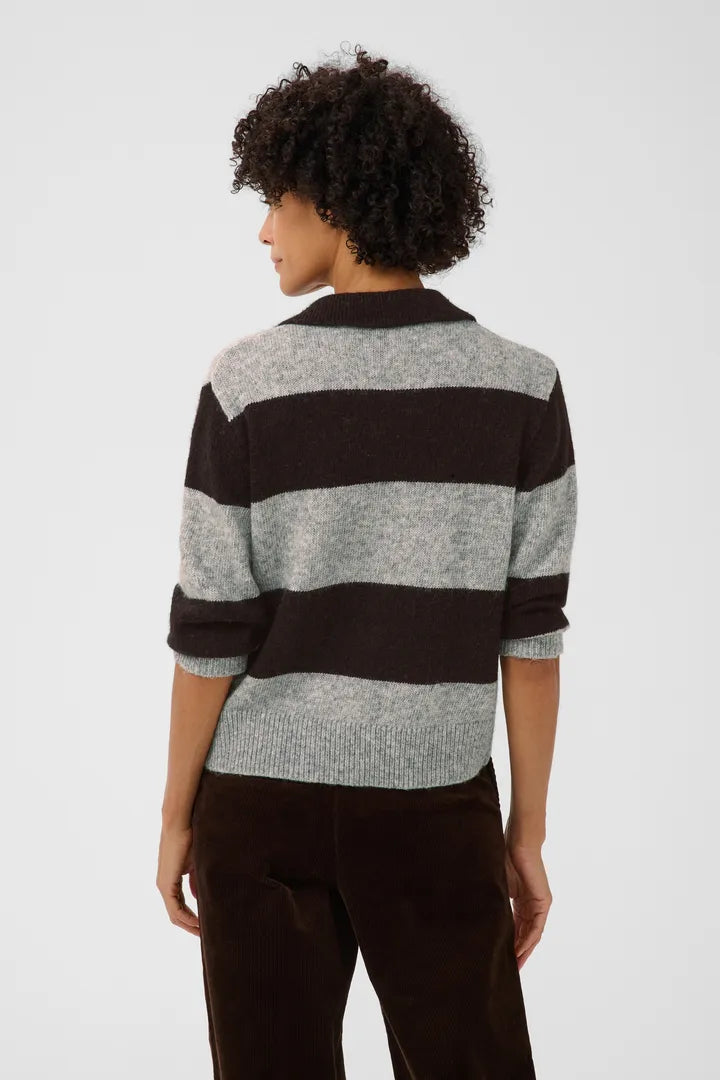 Part Two Charlotte Pullover In Mole/Grey Melange Stripe