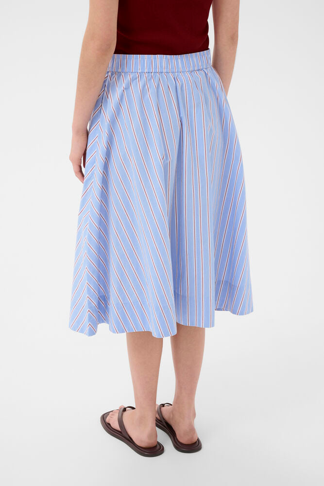 Part Two Ingi Skirt In Blue Burnt Russet Stripe