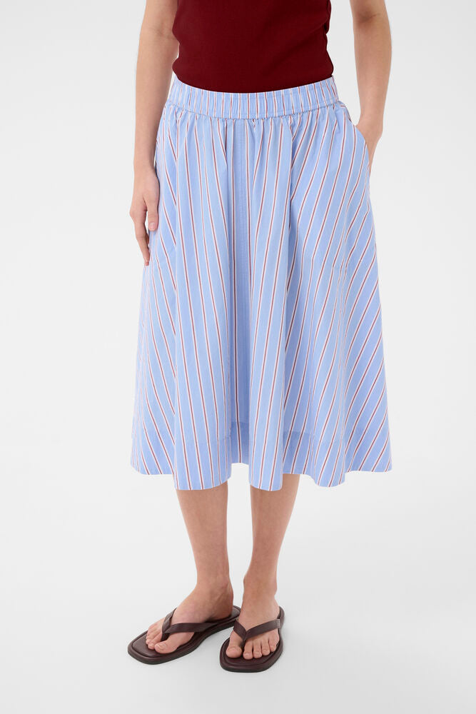 Part Two Ingi Skirt In Blue Burnt Russet Stripe