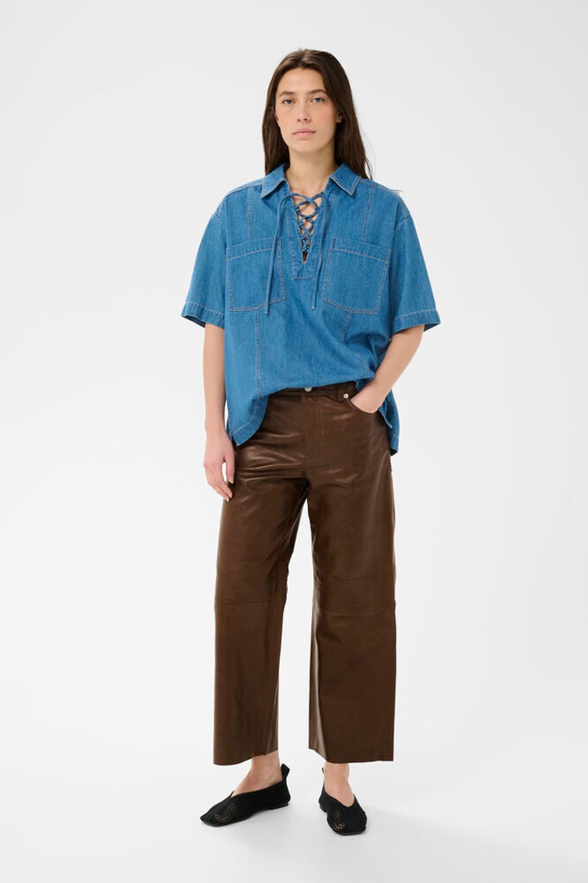 Part Two Jada's Leather Pant in Carafe Brown
