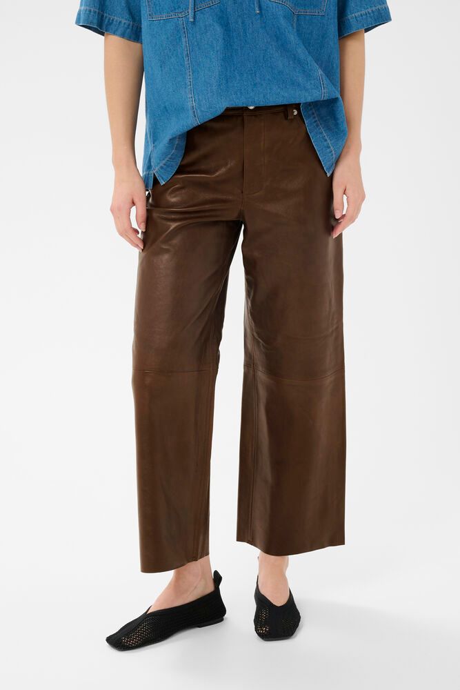 Part Two Jada's Leather Pant in Carafe Brown