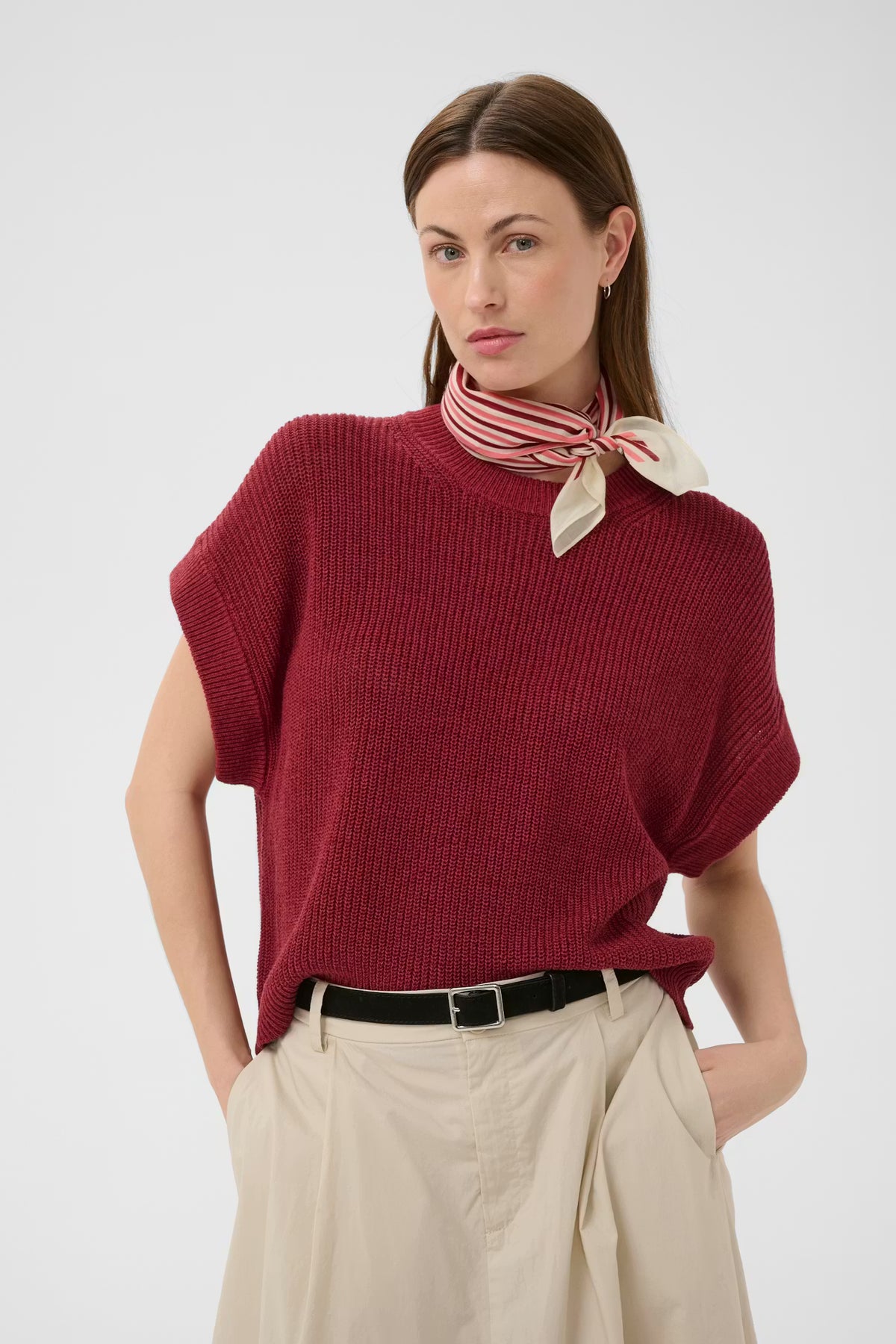 Part Two Phi Scarf in Peach Blossom Stripe