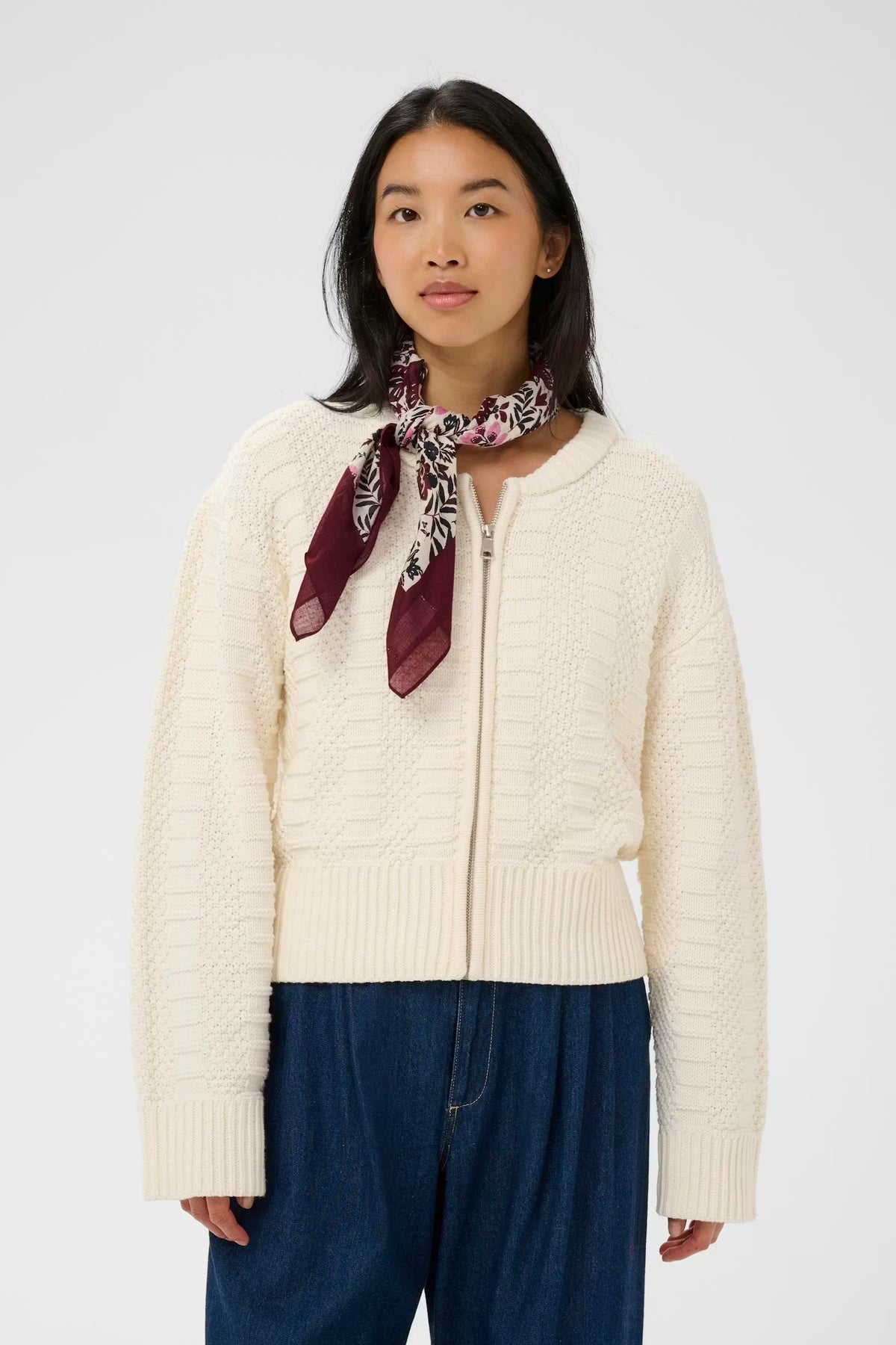 Part Two Phi Scarf in Fig Bird Print