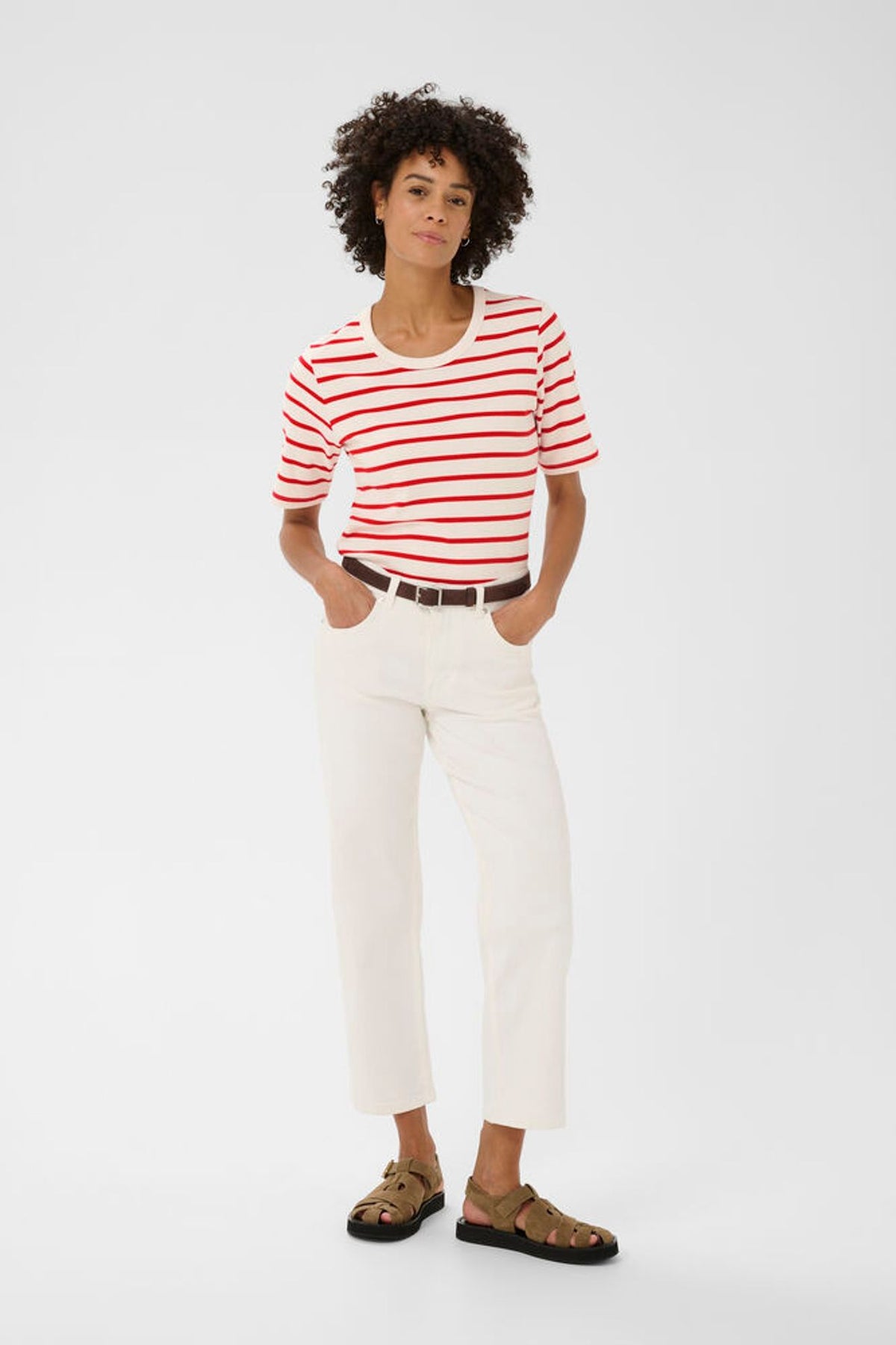 Part Two Ratana T Shirt In Poppy Red Stripes