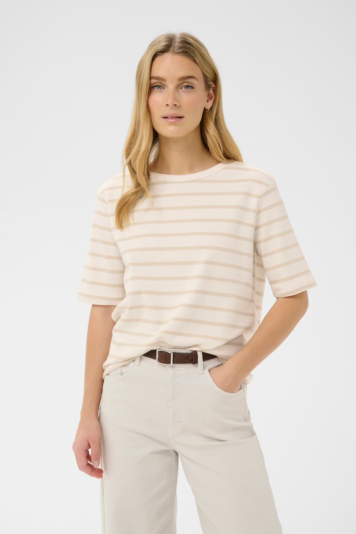 Part Two Ratani Teeshirt in French Oak & White Stripe