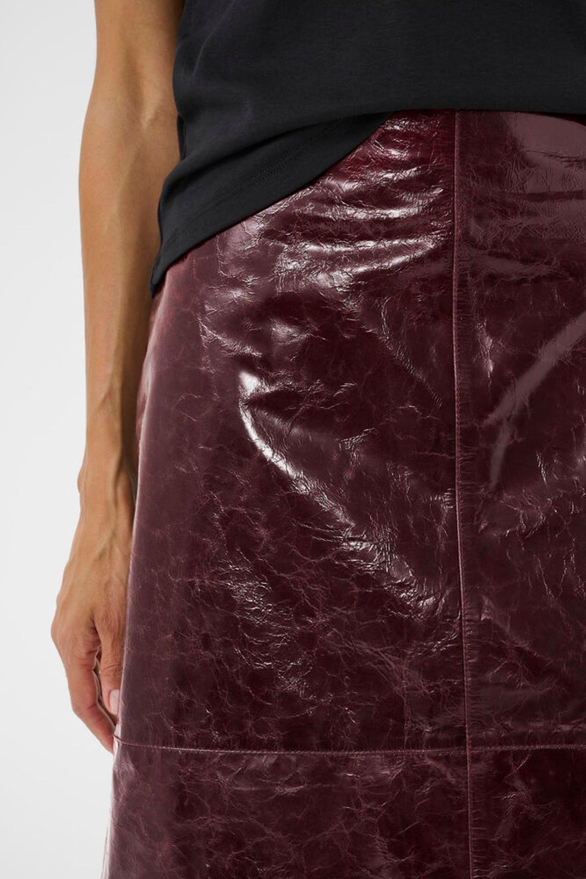 Part Two Sinja Leather Skirt in Shiny Tawny Port
