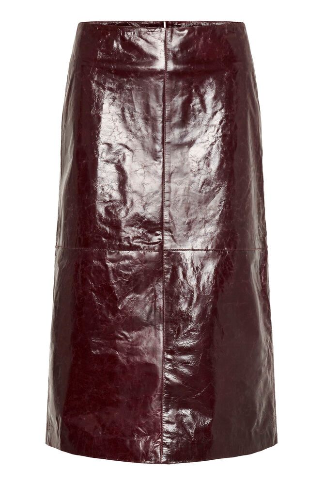 Part Two Sinja Leather Skirt in Shiny Tawny Port