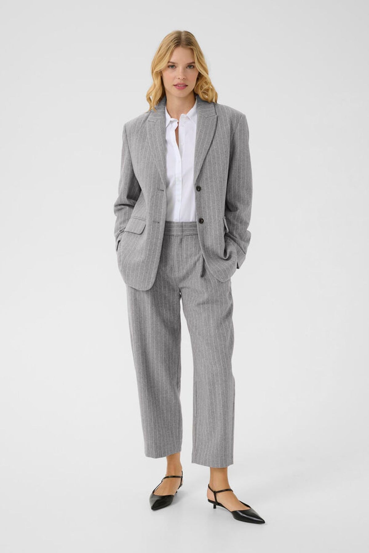 Part Two Solbritt Pant in Medium Grey Pinstripe