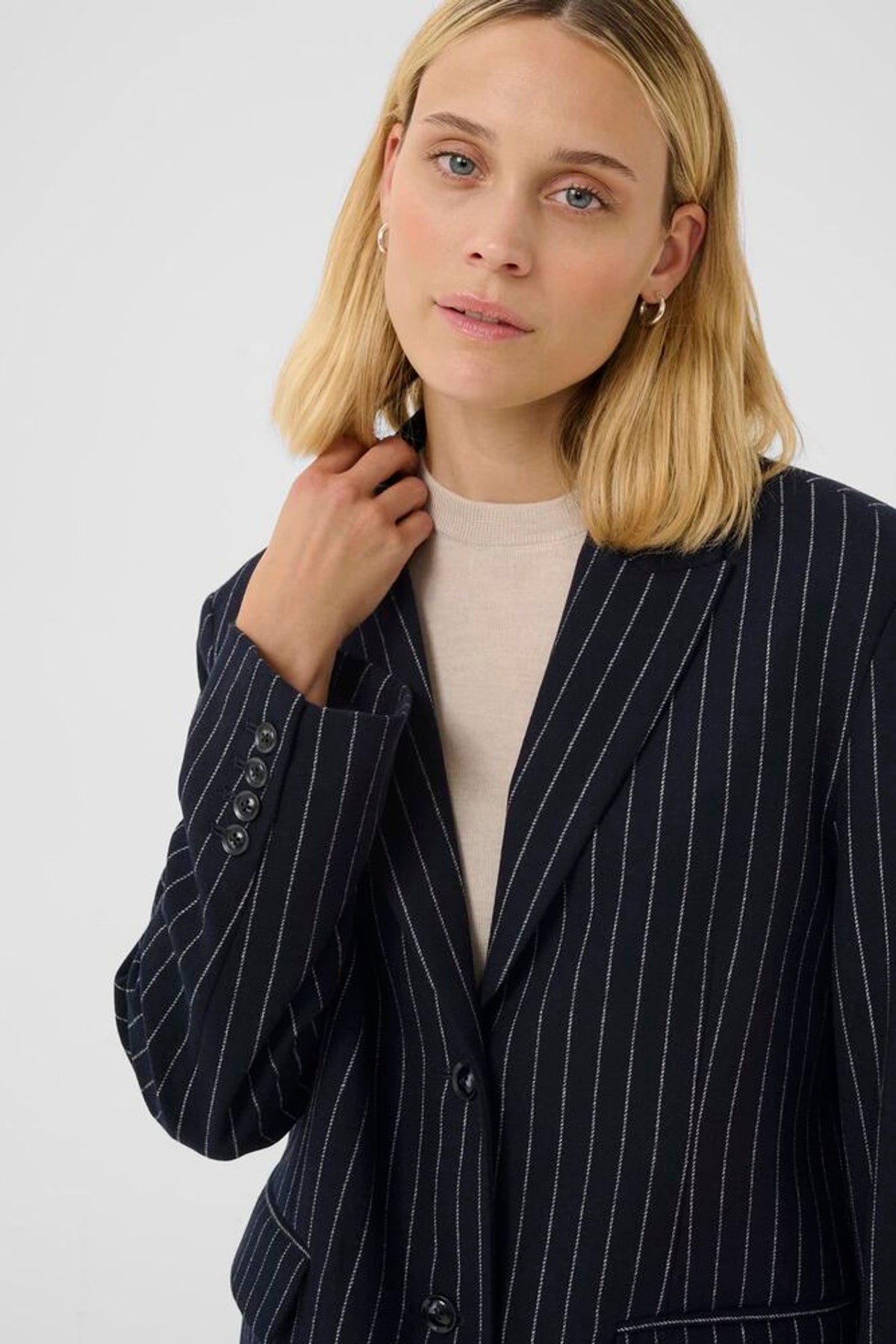 Part Two Somaya Blazer in Navy Pinstripe Blazer