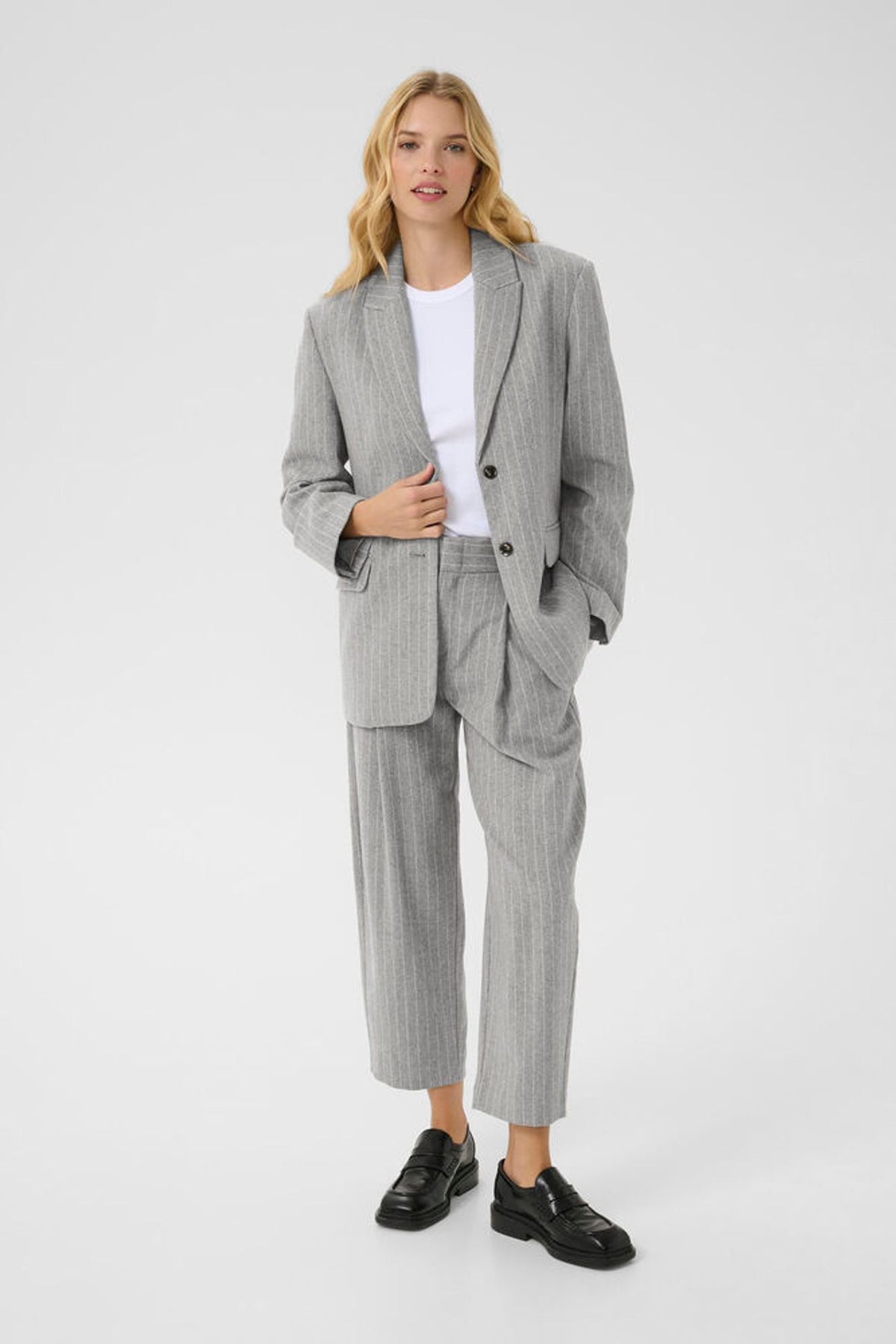 Part Two Somaya Blazer in Medium Grey Pinstripe Blazer