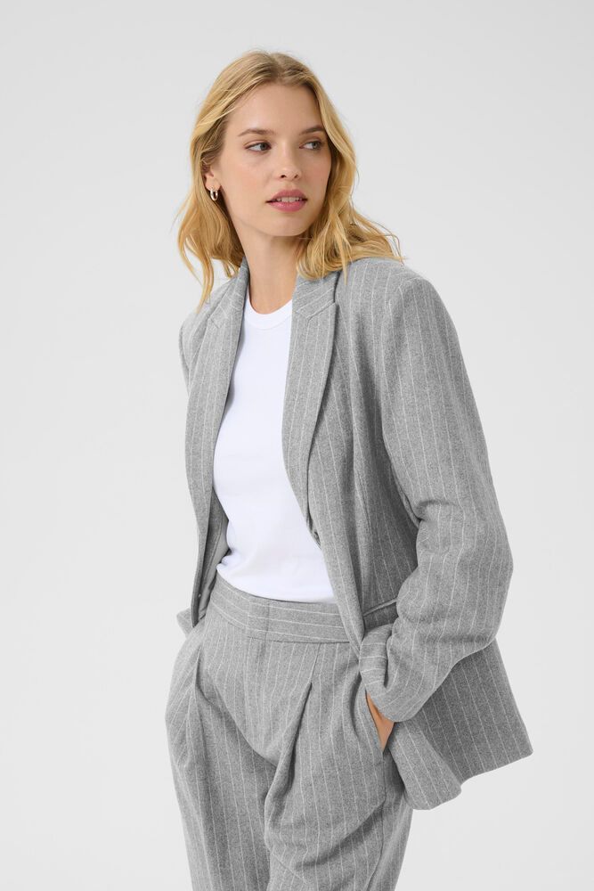 Part Two Somaya Blazer in Medium Grey Pinstripe Blazer