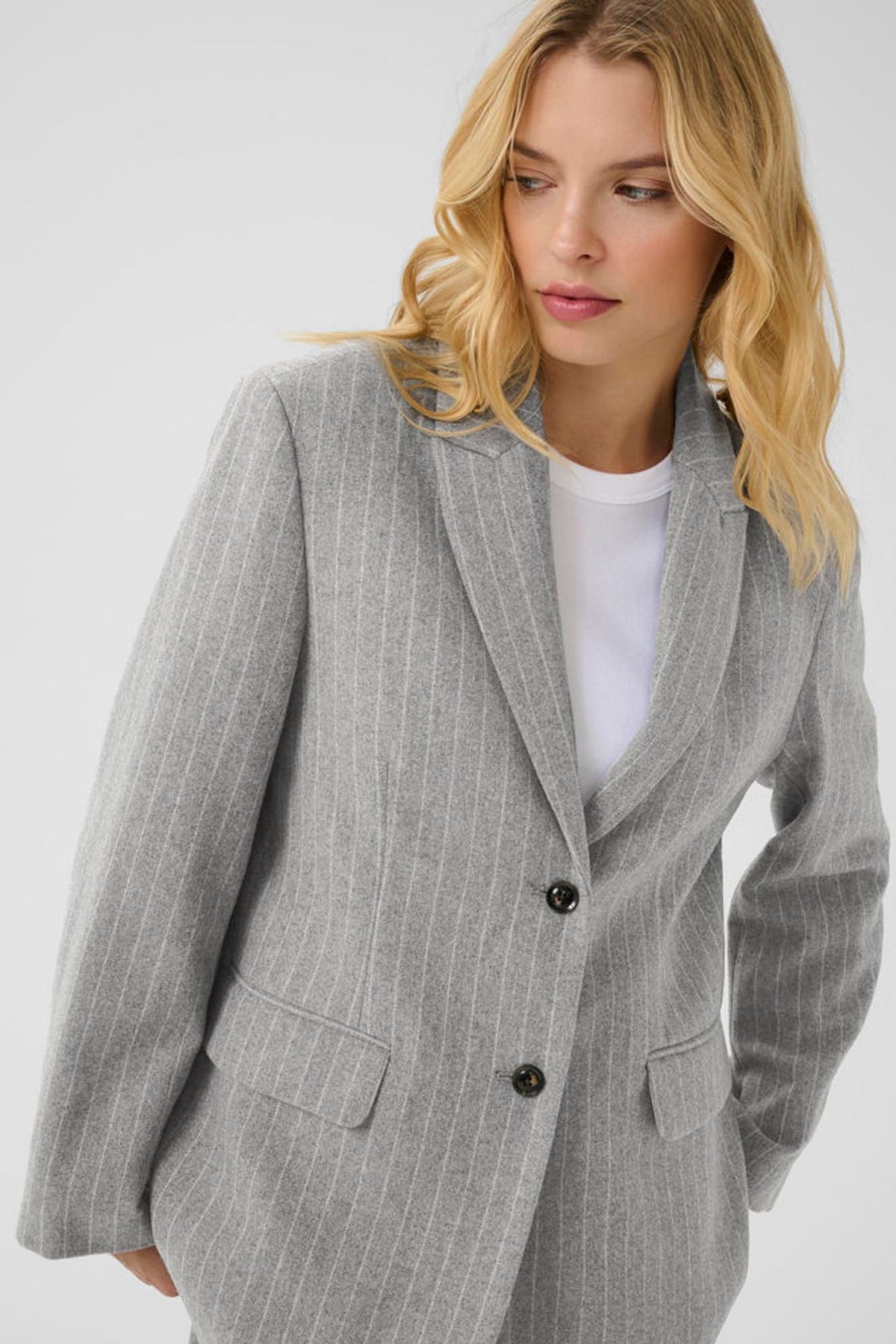 Part Two Somaya Blazer in Medium Grey Pinstripe Blazer