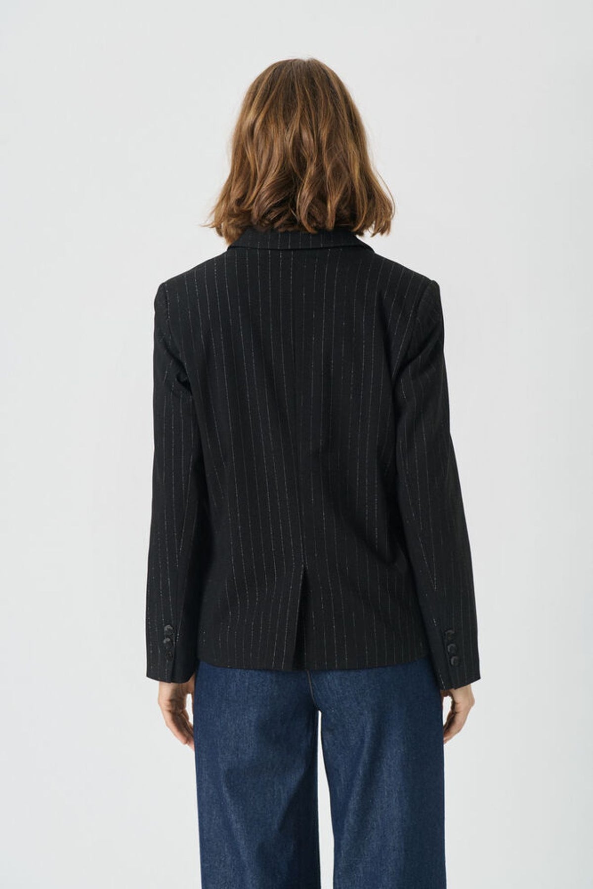 Part Two Ursa Blazer In Black Metallic Stripe