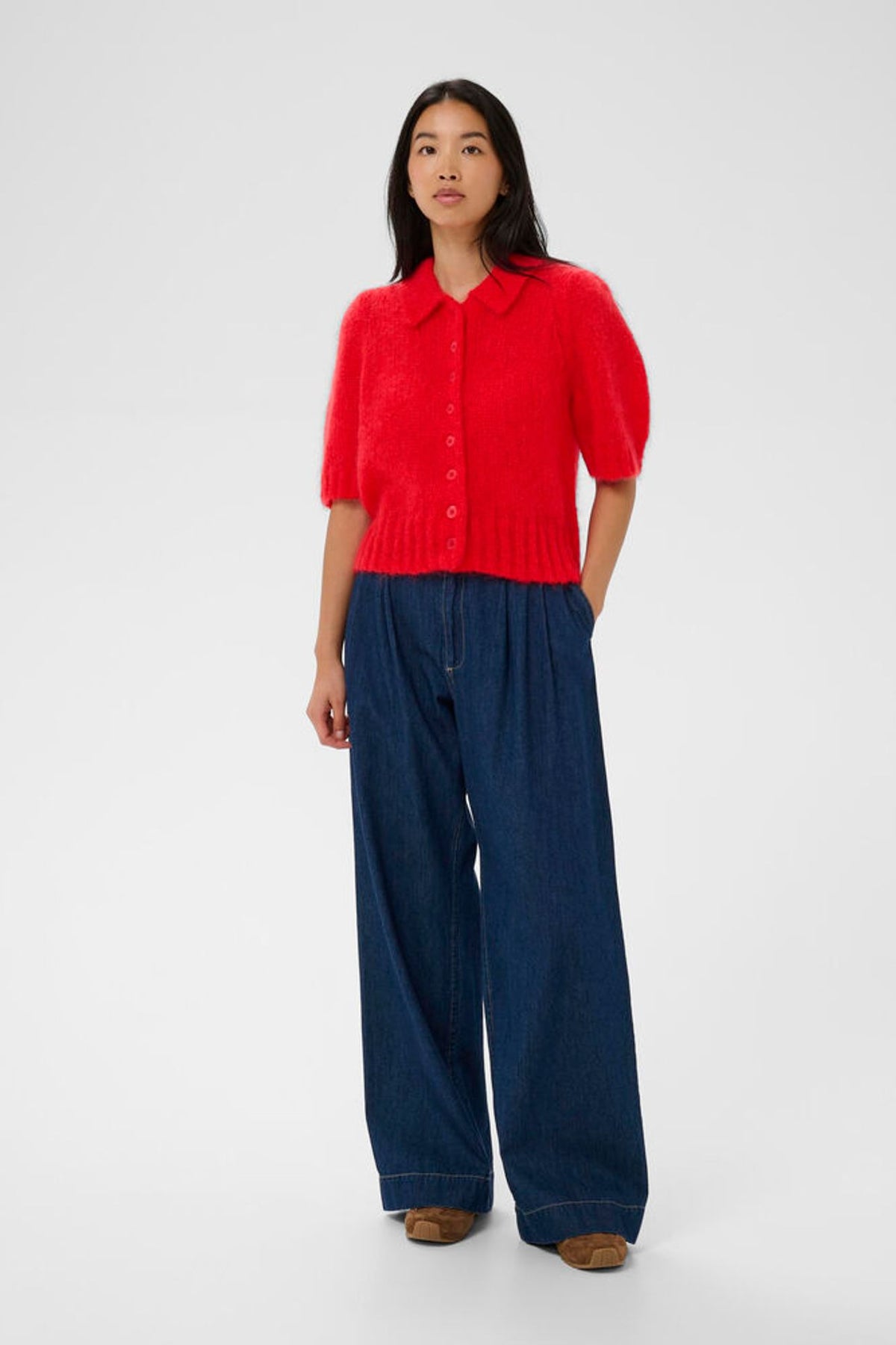 Part Two Vernoni Cardigan In Poppy Red