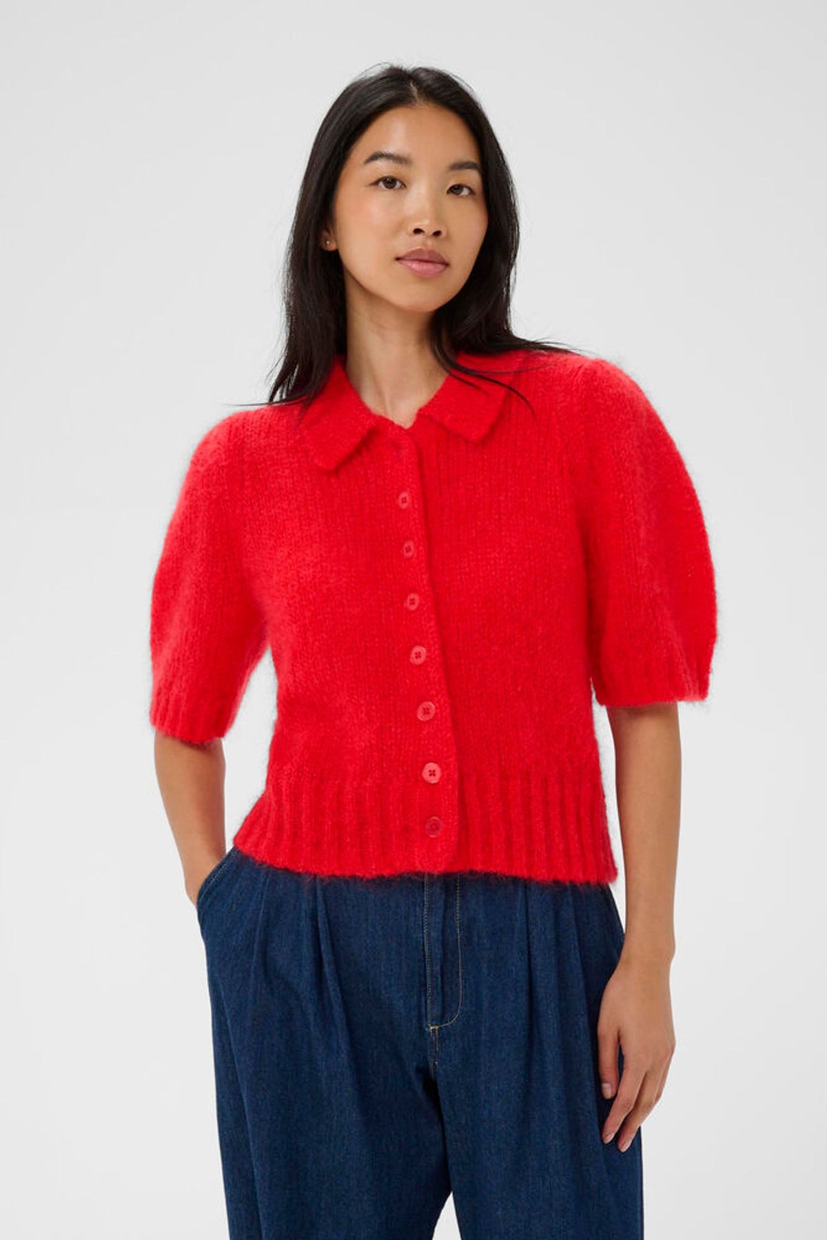 Part Two Vernoni Cardigan In Poppy Red