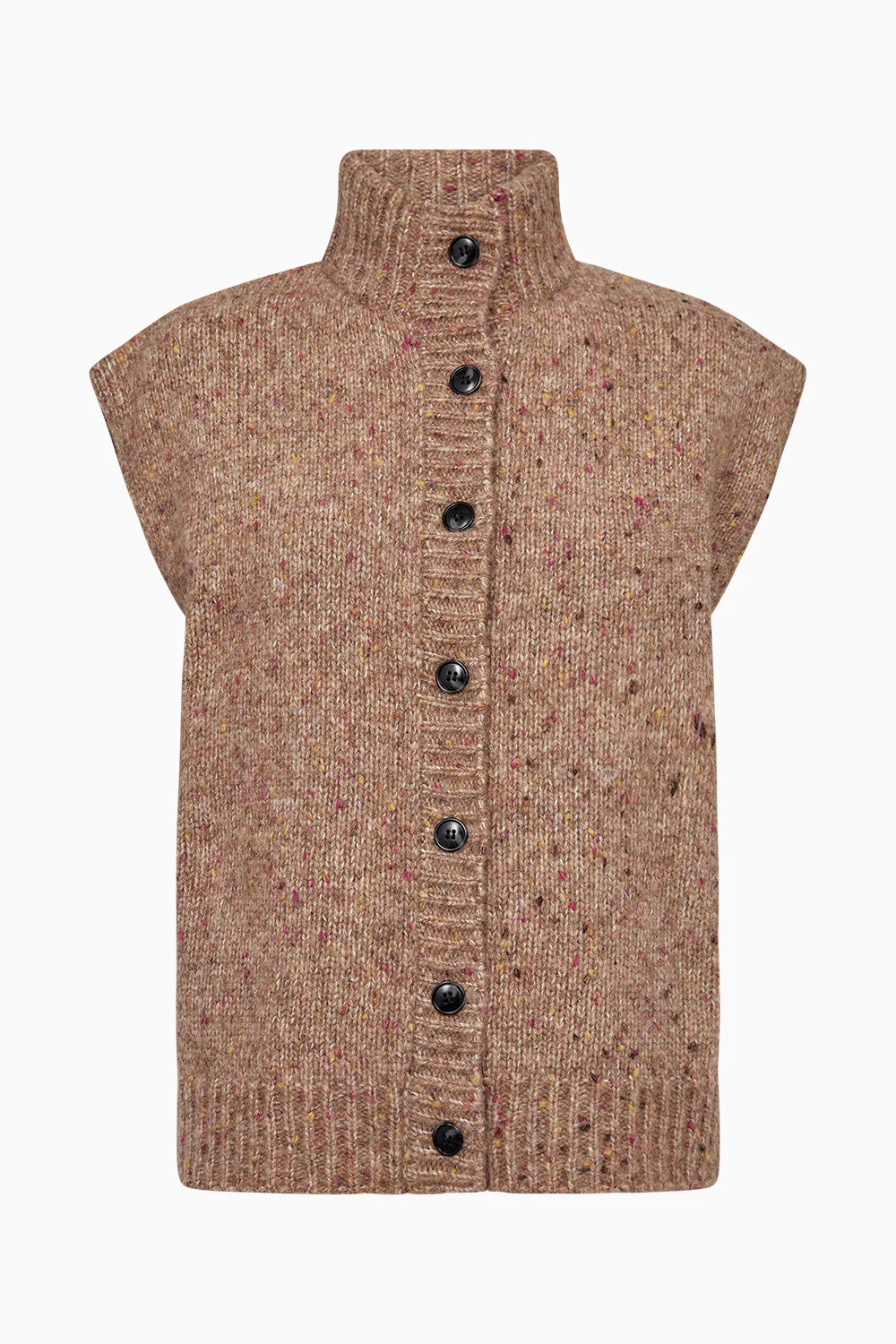Pieszak Holly Button High Neck Knit in Lead Brown
