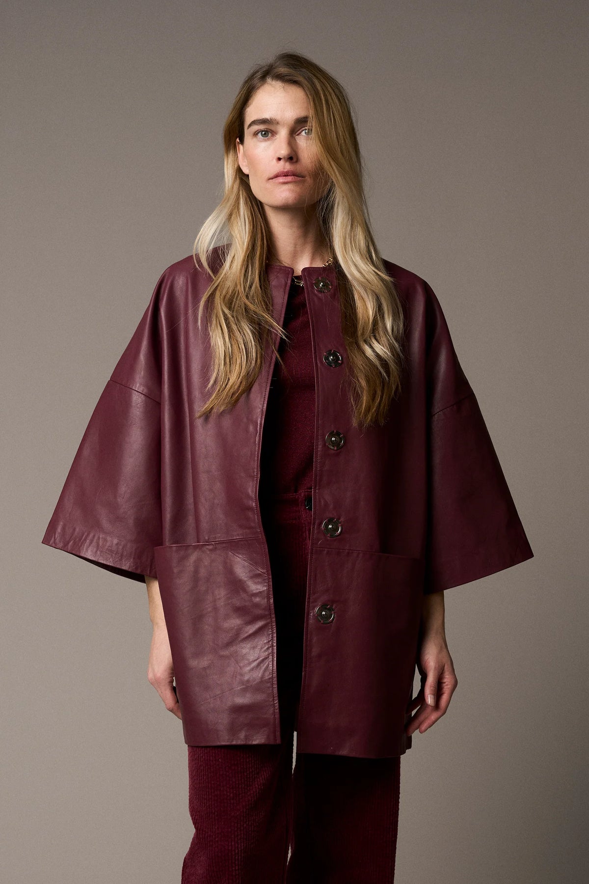 Pieszak Lanni Leather Jacket in Burgundy