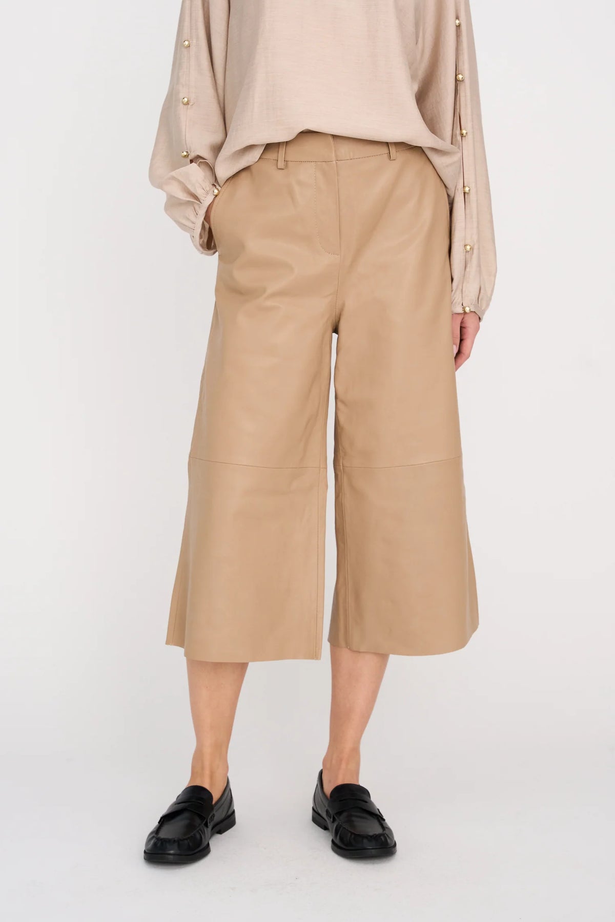 Pieszak Lanni Leather Culotte Pant in Camel